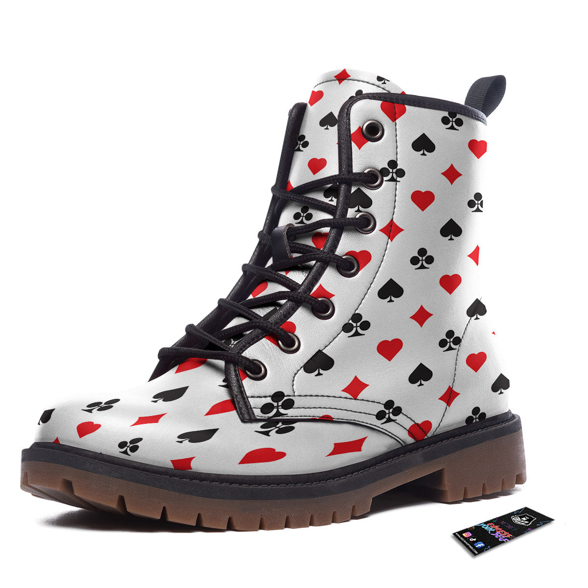 Suits Playing Card Print Pattern Work Boots-grizzshop