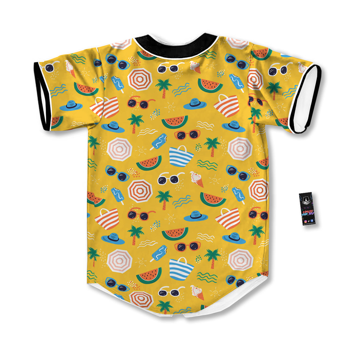 Summer Beach Drawing Print Pattern Baseball Jersey-grizzshop