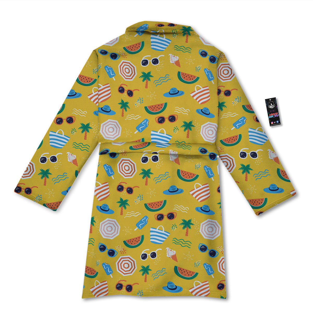 Summer Beach Drawing Print Pattern Bathrobe-grizzshop
