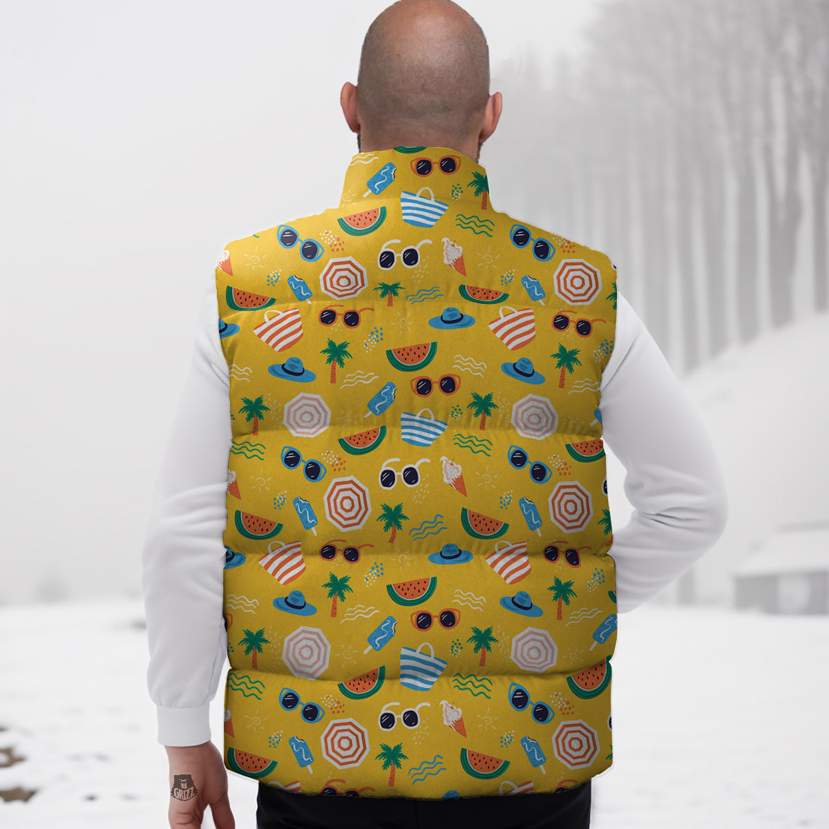 Summer Beach Drawing Print Pattern Down Vest-grizzshop