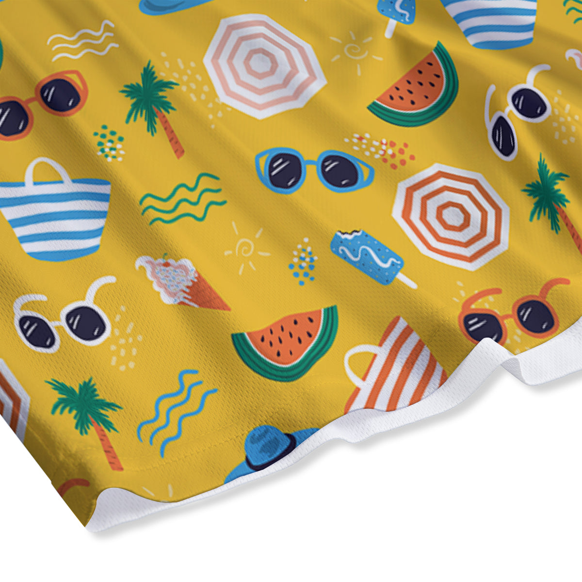 Summer Beach Drawing Print Pattern Mesh Shorts-grizzshop