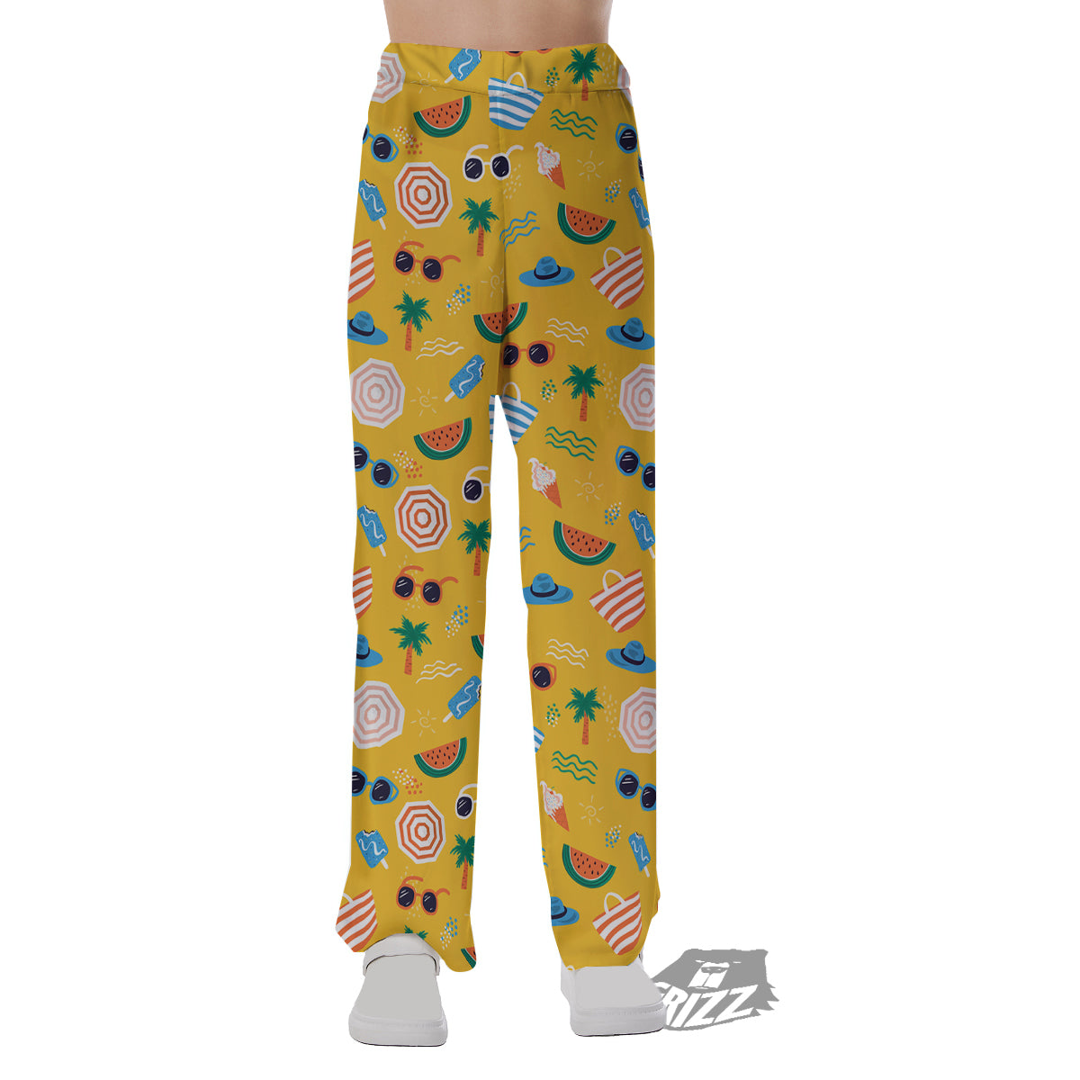 Summer Beach Drawing Print Pattern Pajama Pants-grizzshop