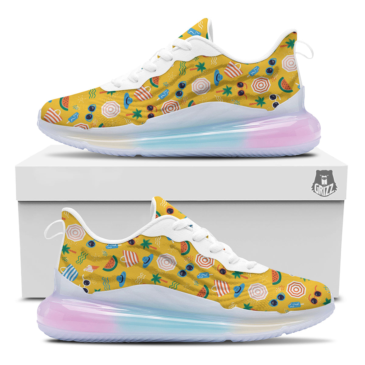 Summer Beach Drawing Print Pattern Running Sneakers-grizzshop