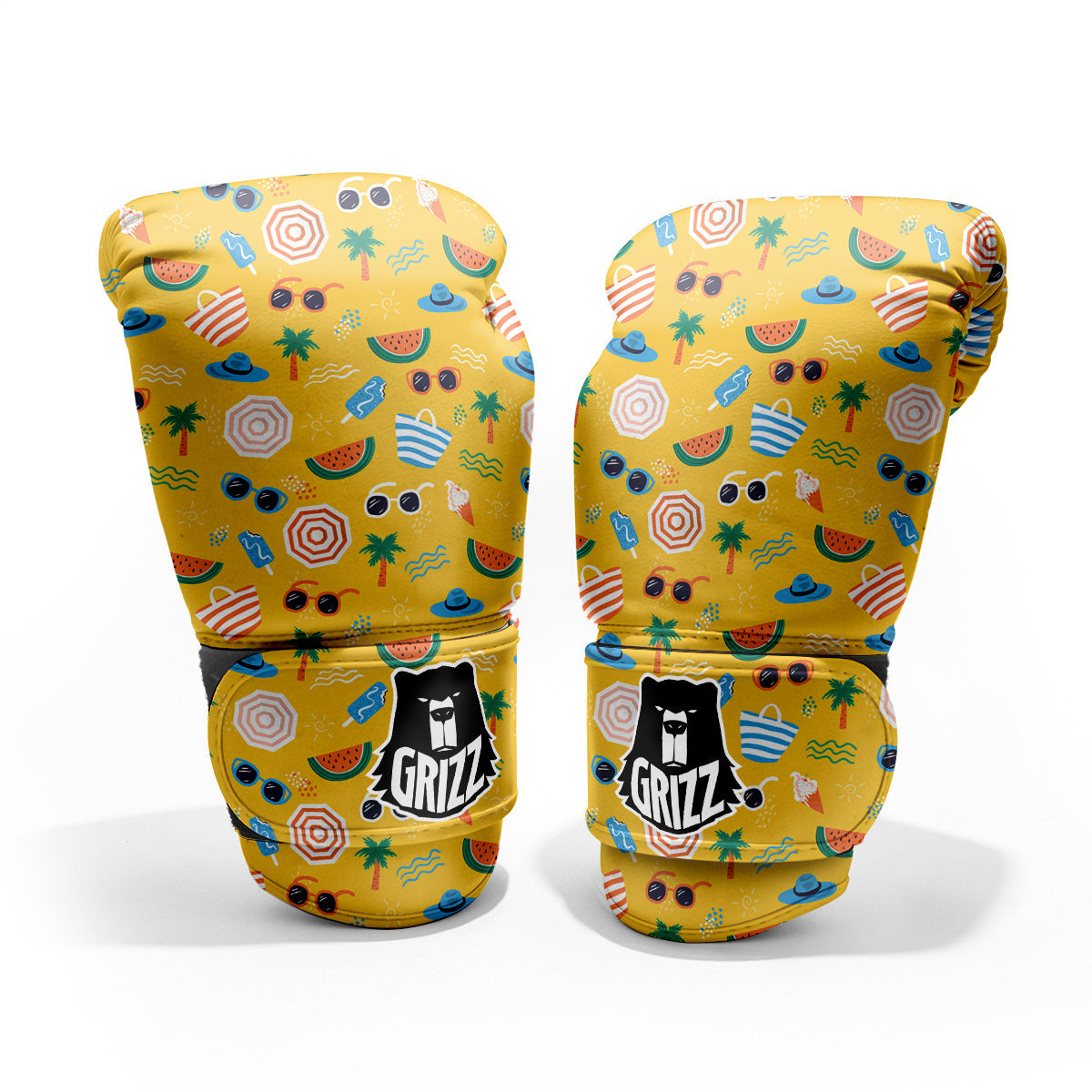 Summer Beach Drawing Print Pattern Sparring Gloves-grizzshop