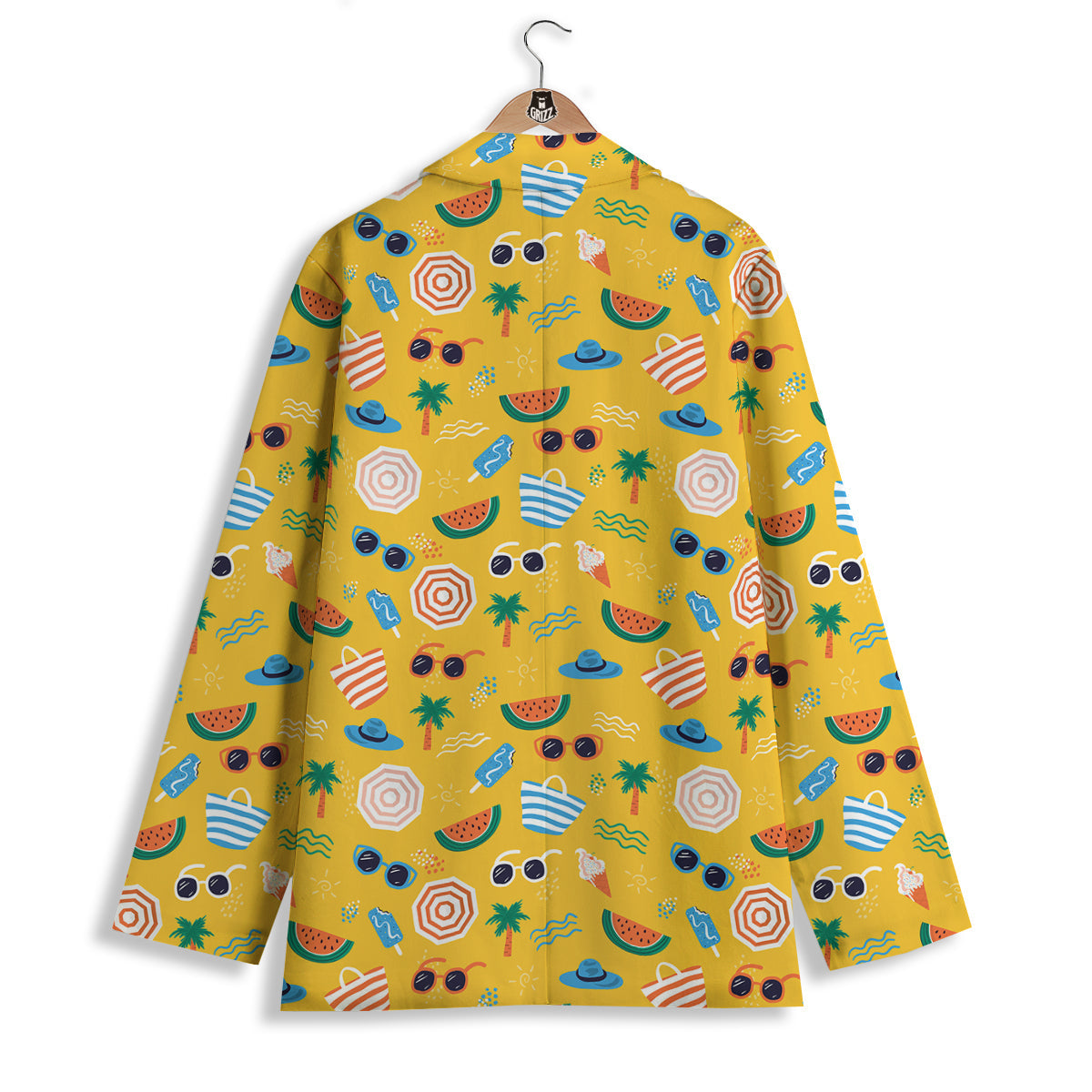Summer Beach Drawing Print Pattern Women's Blazer-grizzshop