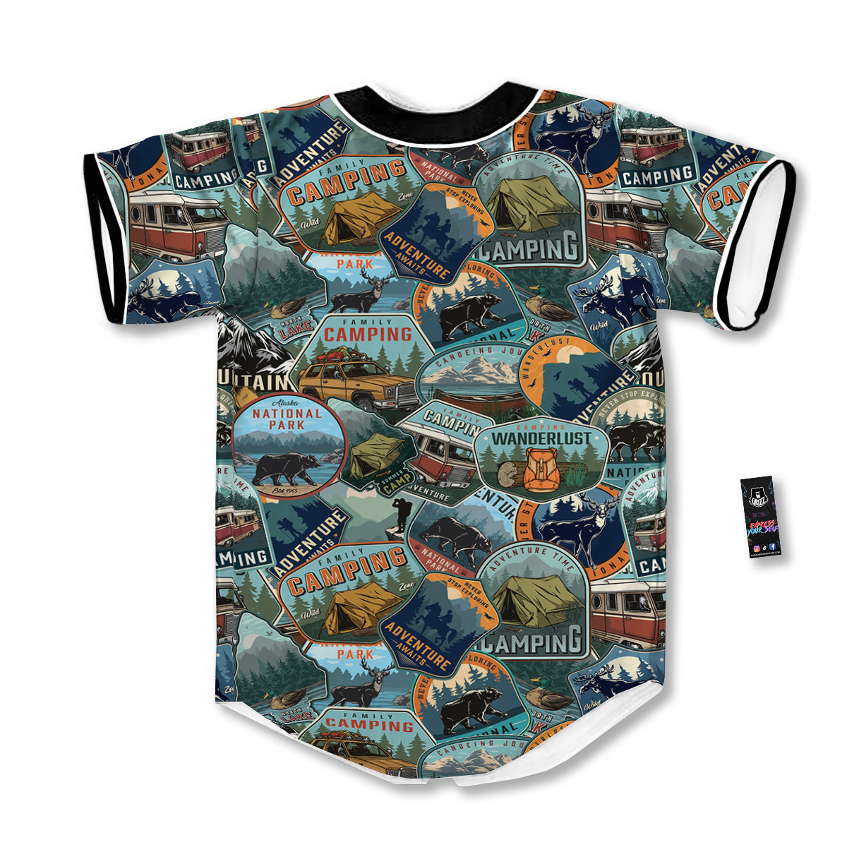 Summer Camping And National Park Print Pattern Baseball Jersey-grizzshop