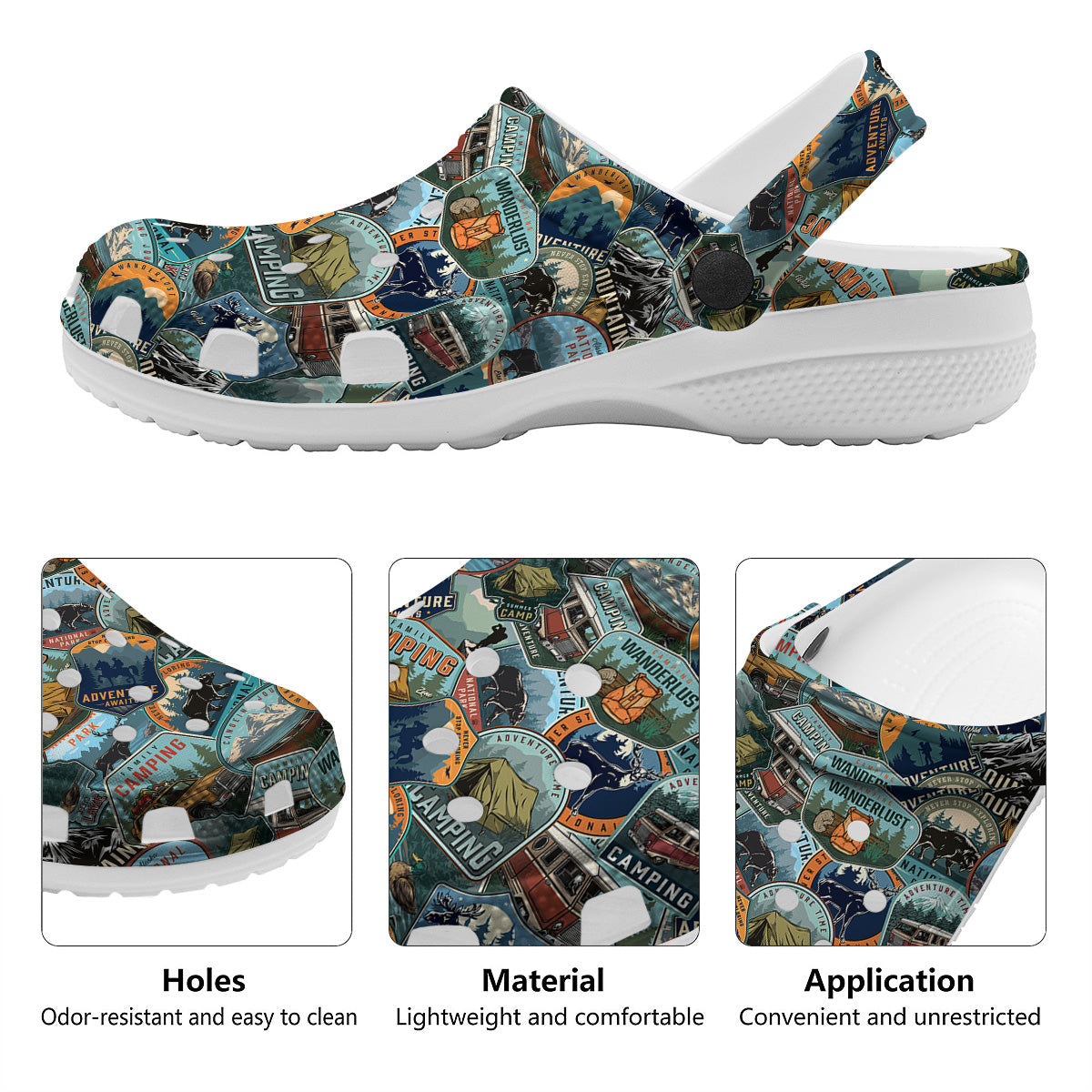 Summer Camping And National Park Print Pattern Clog-grizzshop