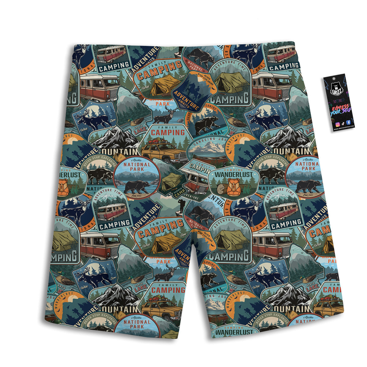 Summer Camping And National Park Print Pattern Men's Athletic Shorts