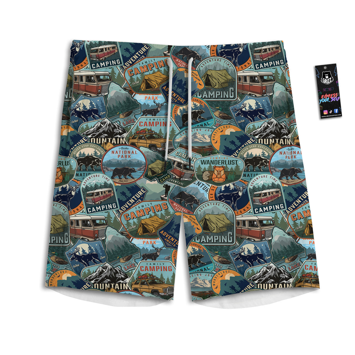 Summer Camping And National Park Print Pattern Men's Athletic Shorts