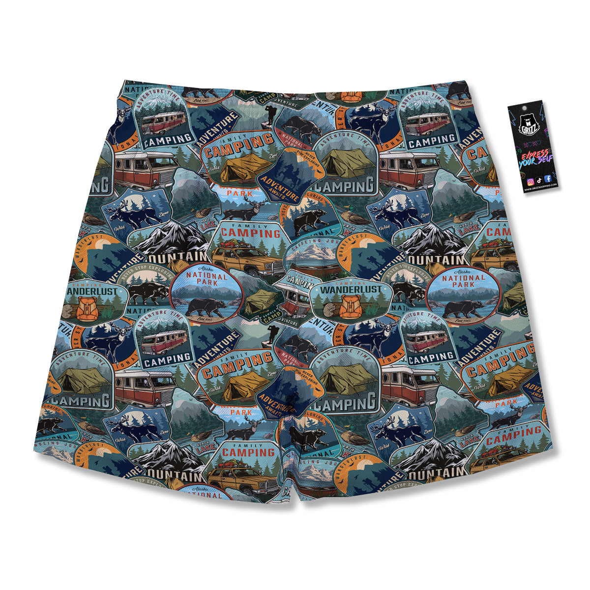 Summer Camping And National Park Print Pattern Men's Running Shorts-grizzshop