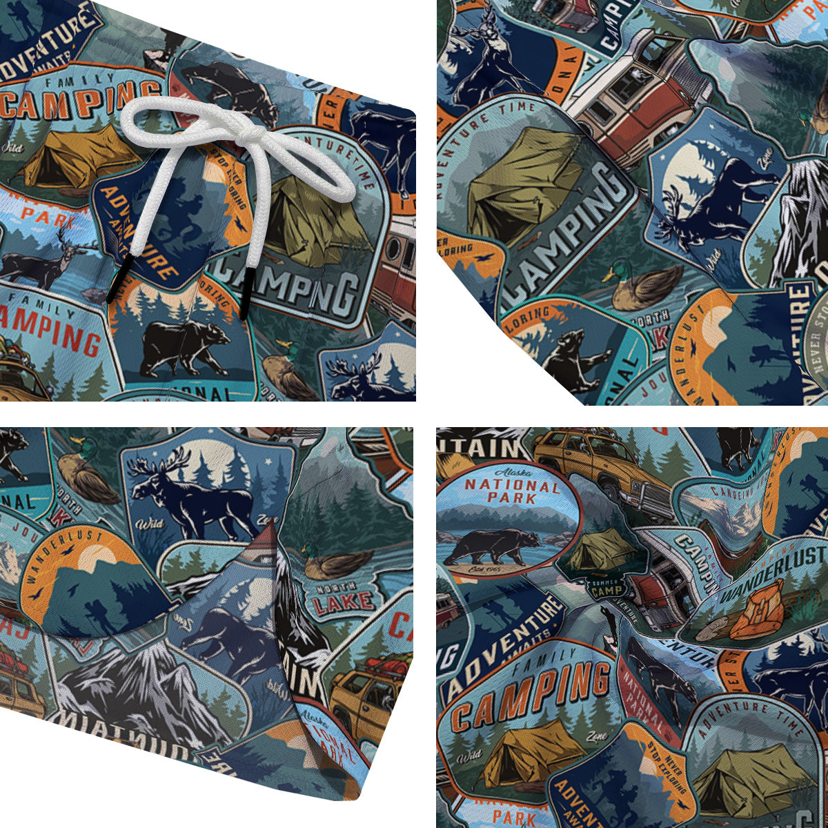 Summer Camping And National Park Print Pattern Men's Running Shorts-grizzshop