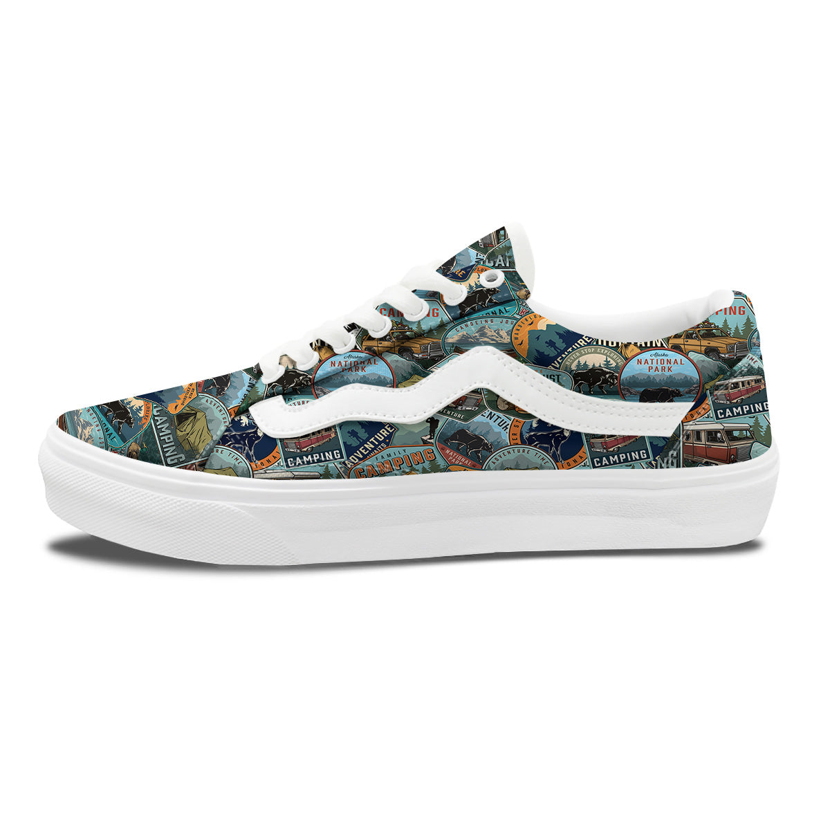 Summer Camping And National Park Print Pattern Skate Shoes-grizzshop