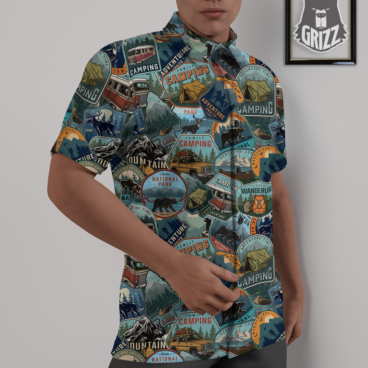 Summer Camping And National Park Print Pattern Untucked Shirts-grizzshop