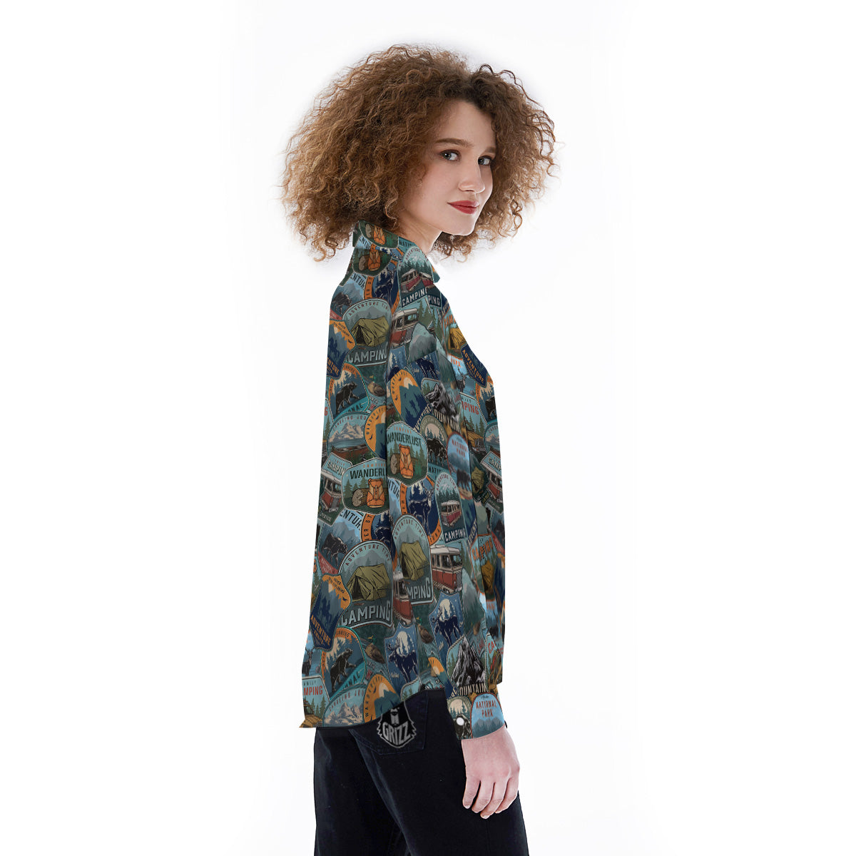 Summer Camping And National Park Print Pattern Women's Long Sleeve Shirts-grizzshop