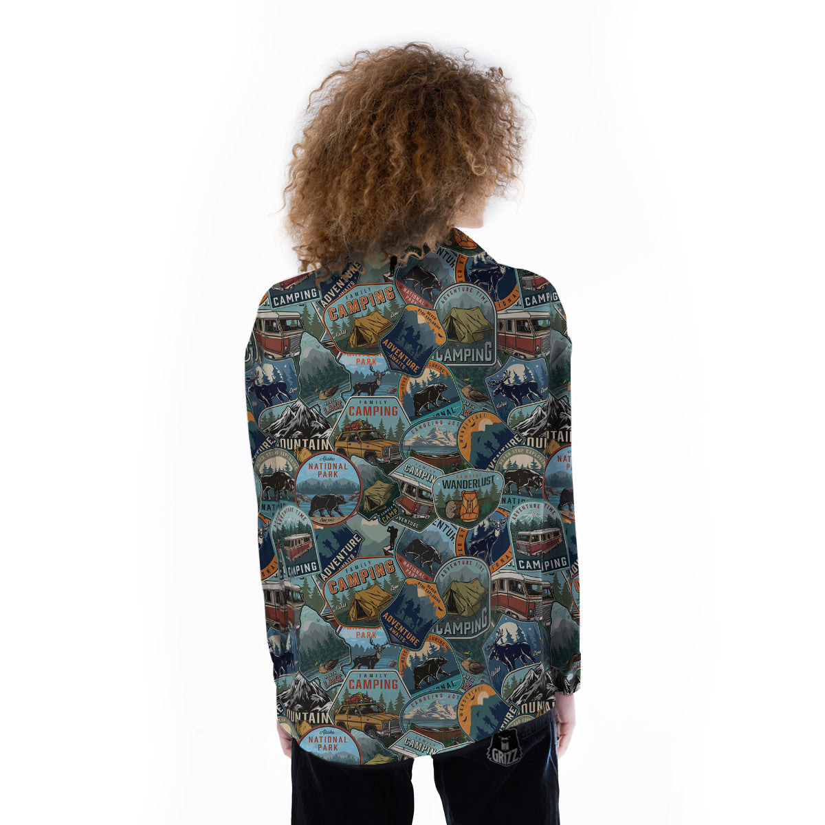 Summer Camping And National Park Print Pattern Women's Long Sleeve Shirts-grizzshop