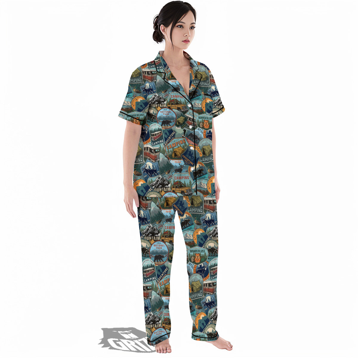 Summer Camping And National Park Print Pattern Women's Pajamas Set-grizzshop