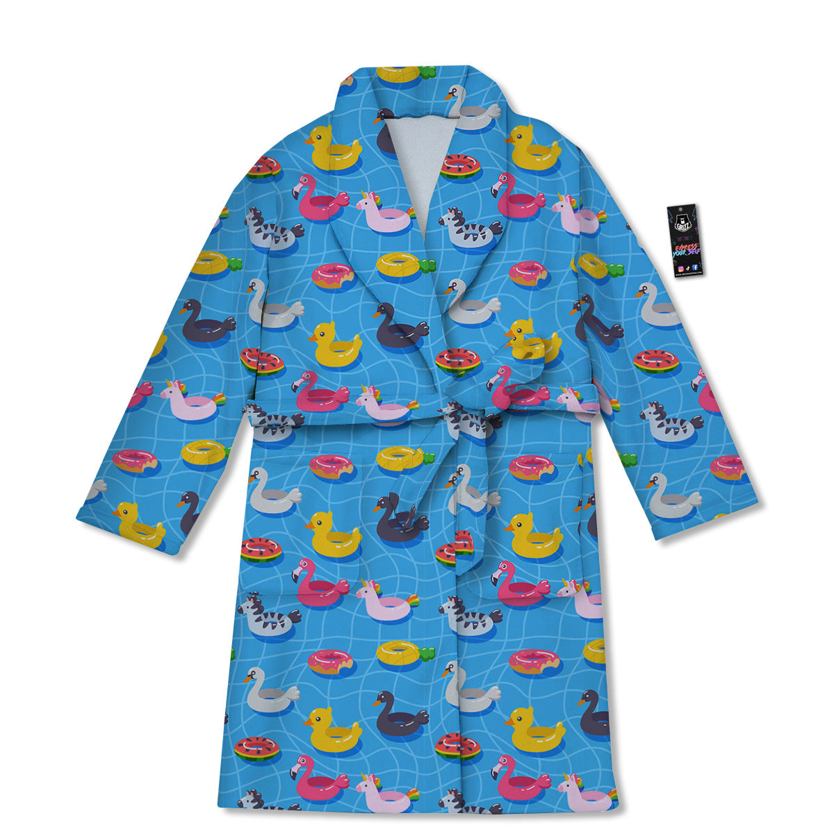 Summer Floats Ring Print Pattern Bathrobe-grizzshop