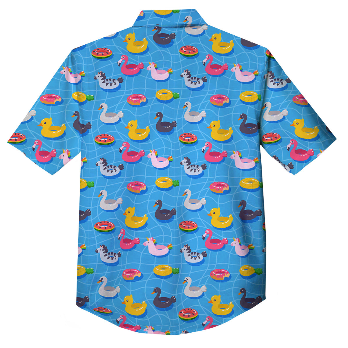 Summer Floats Ring Print Pattern Button Up Shirt-grizzshop