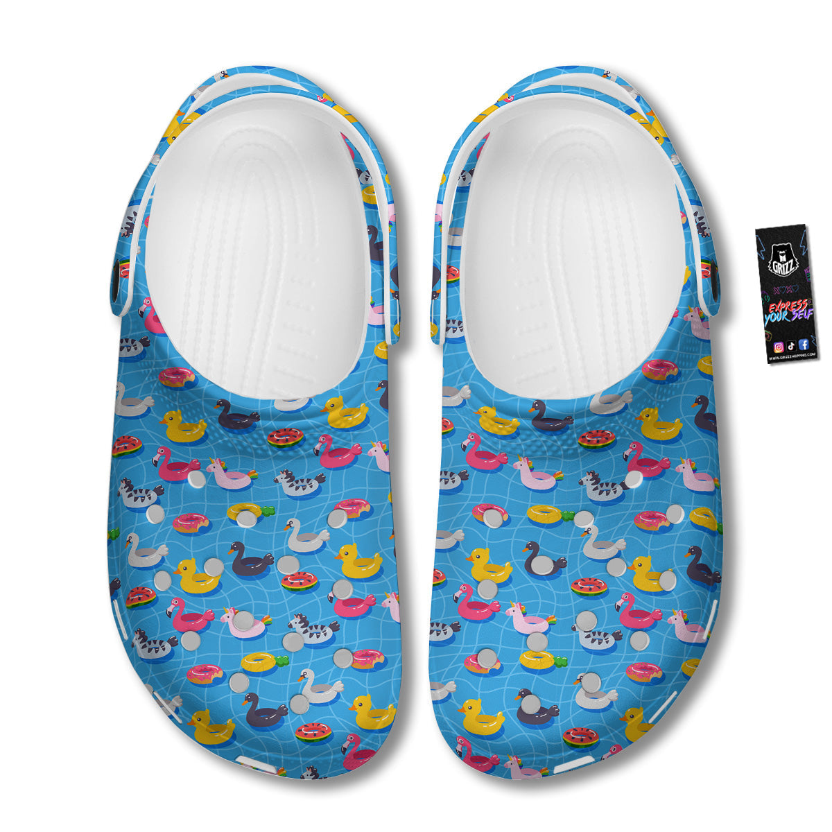 Summer Floats Ring Print Pattern Clog-grizzshop
