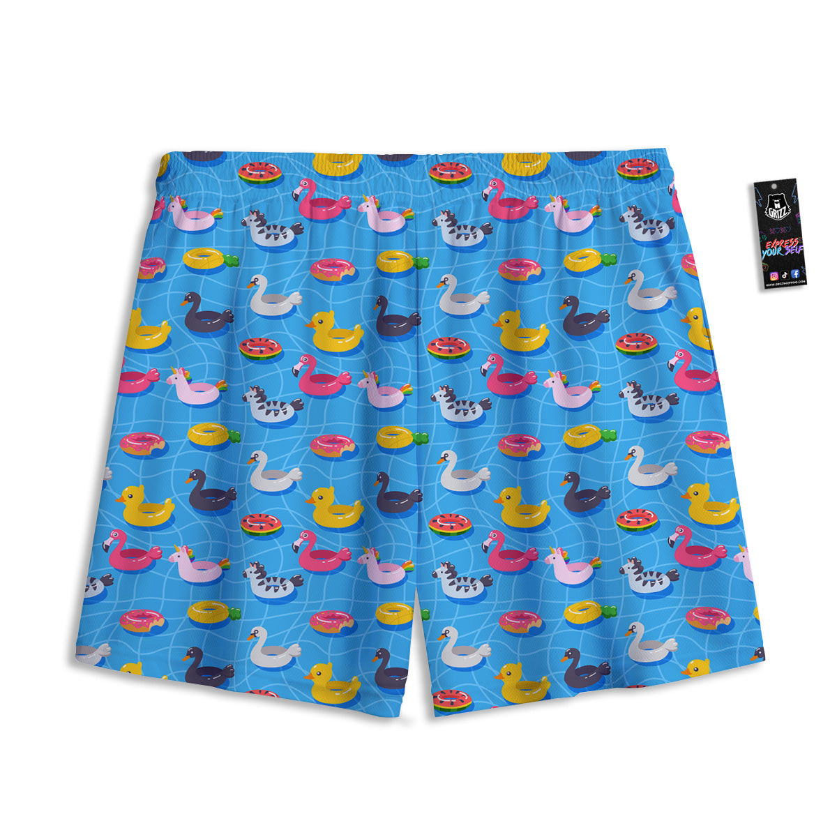 Summer Floats Ring Print Pattern Mesh Shorts-grizzshop