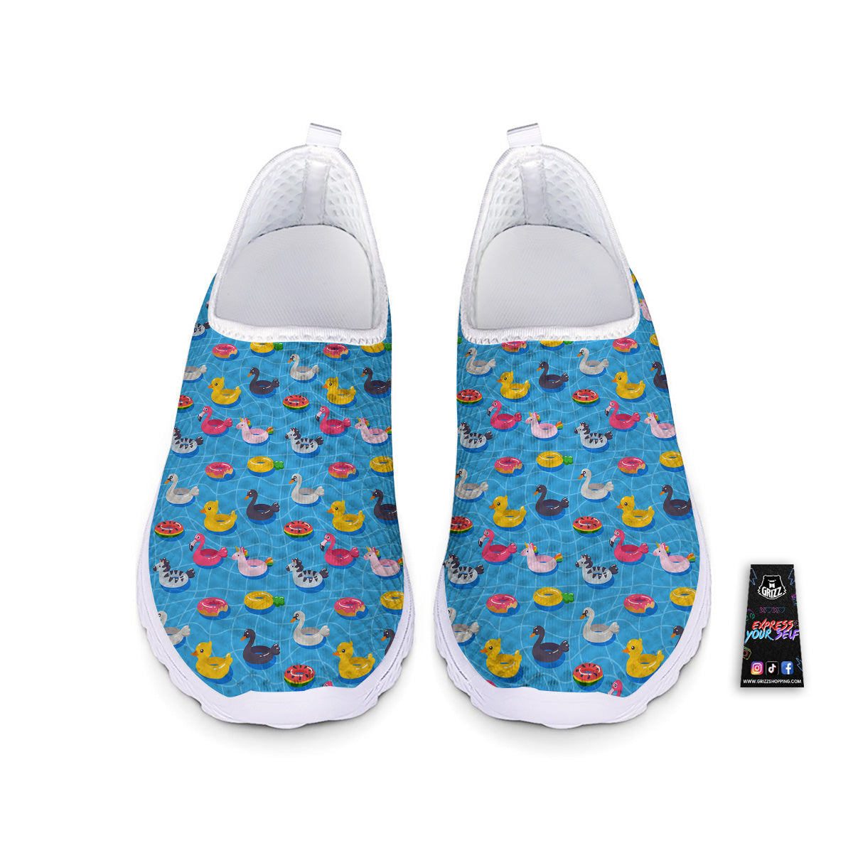 Summer Floats Ring Print Pattern Nurse Shoes-grizzshop