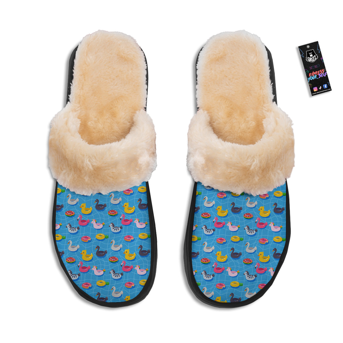Summer Floats Ring Print Pattern Slippers-grizzshop