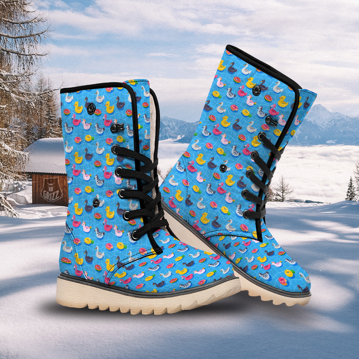 Summer Floats Ring Print Pattern Snow Boots-grizzshop