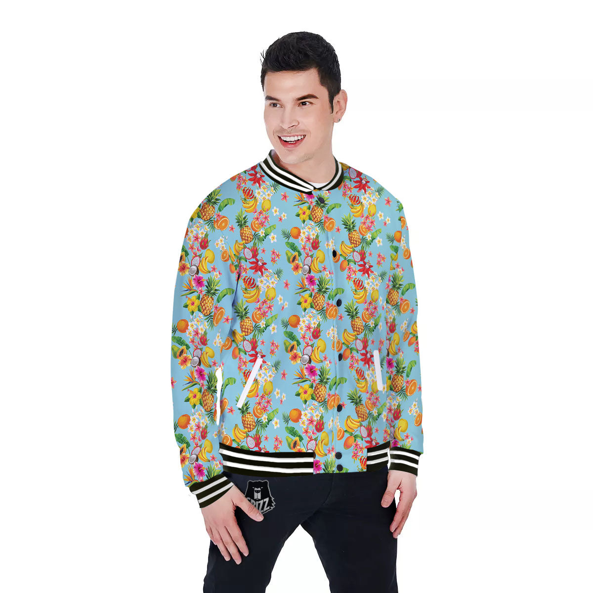 Summer Fruits Tropical Print Pattern Baseball Jacket-grizzshop