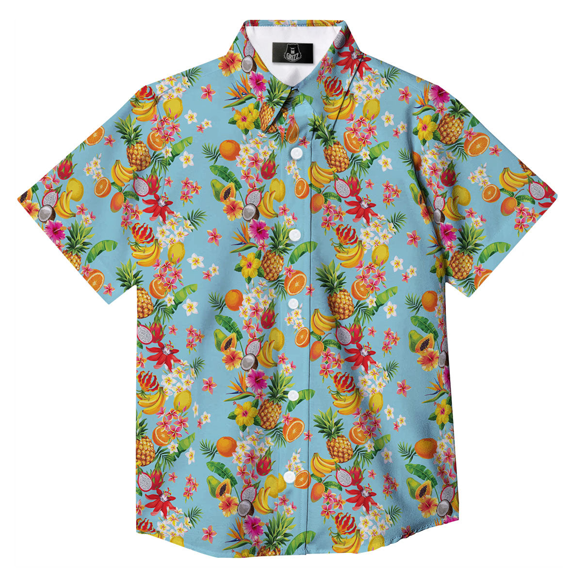 Tropical Print Button-Up Shirt