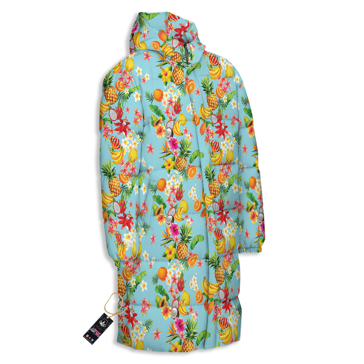 Summer Fruits Tropical Print Pattern Long Down Jacket-grizzshop