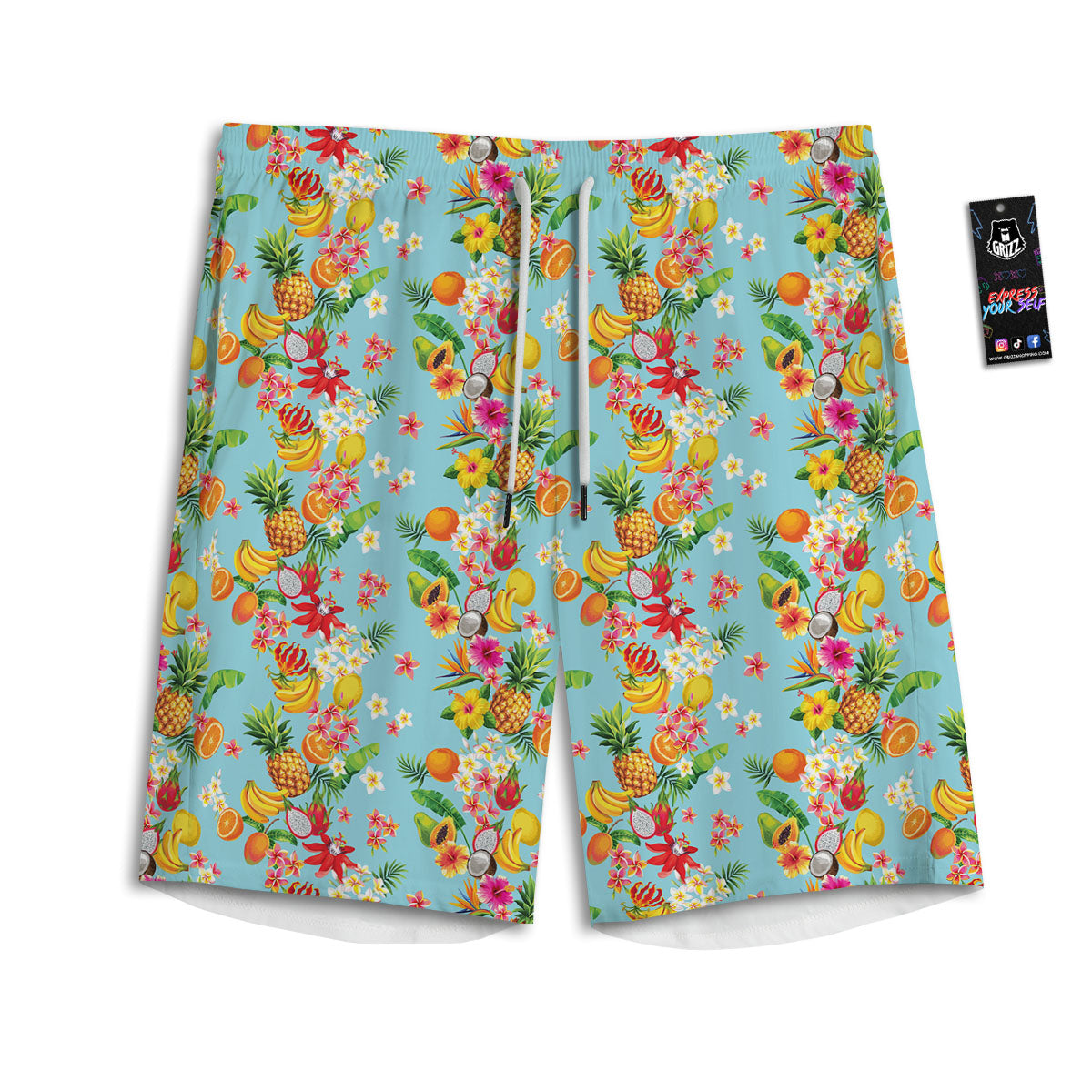 Summer Fruits Tropical Print Pattern Men's Athletic Shorts-grizzshop