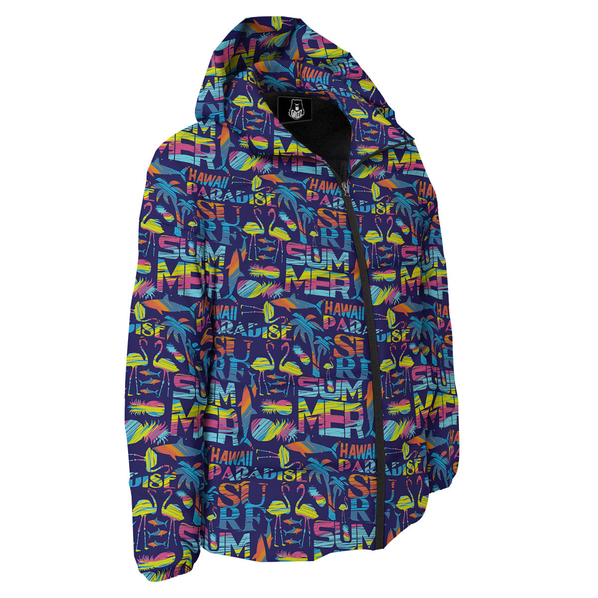 Summer Surfing Colorful Print Pattern Down Jacket-grizzshop