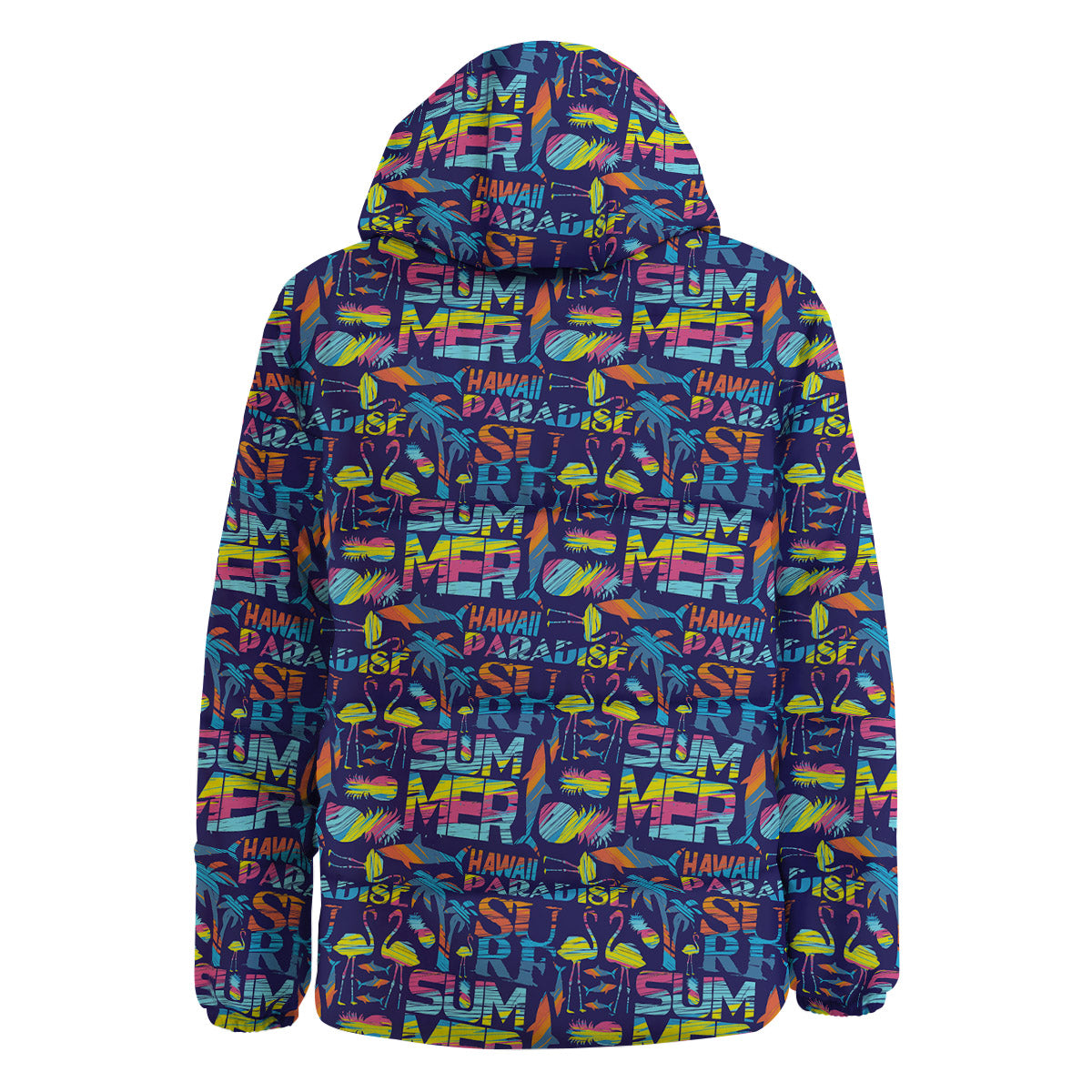 Summer Surfing Colorful Print Pattern Down Jacket-grizzshop