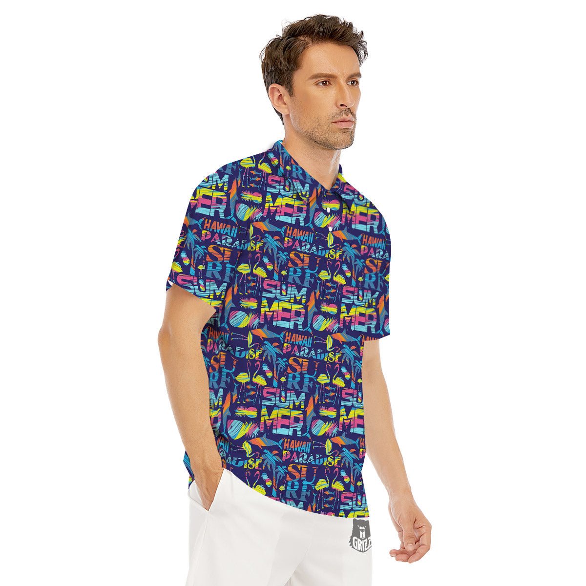 Summer Surfing Colorful Print Pattern Men's Golf Shirts-grizzshop