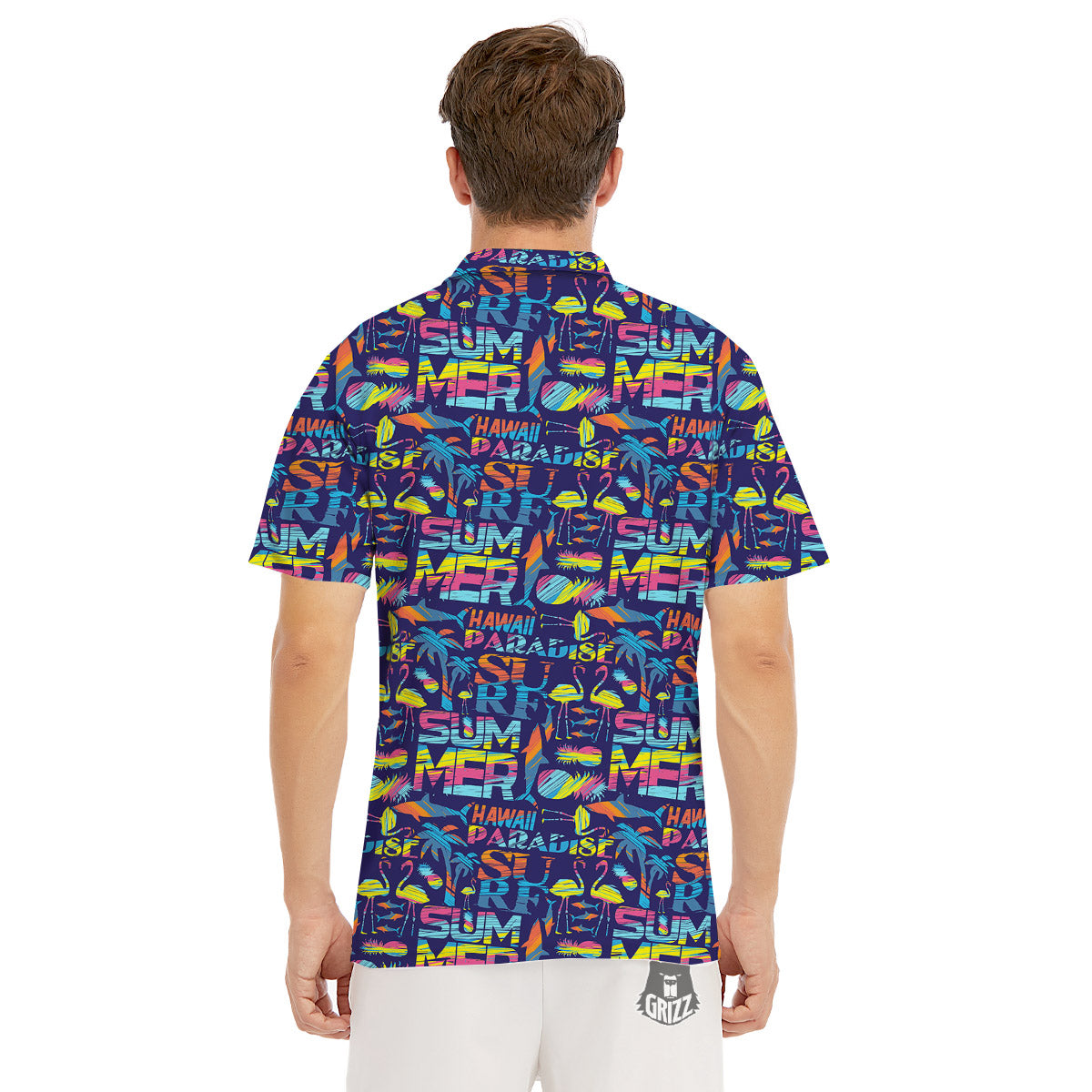 Summer Surfing Colorful Print Pattern Men's Golf Shirts-grizzshop