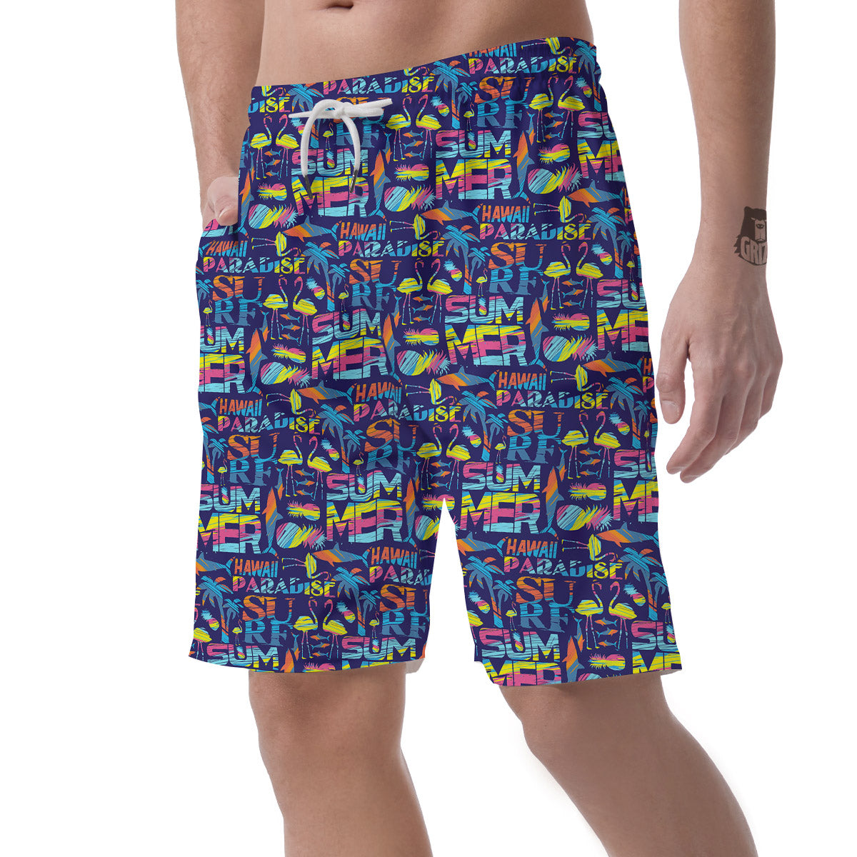 Summer Surfing Colorful Print Pattern Men's Shorts-grizzshop