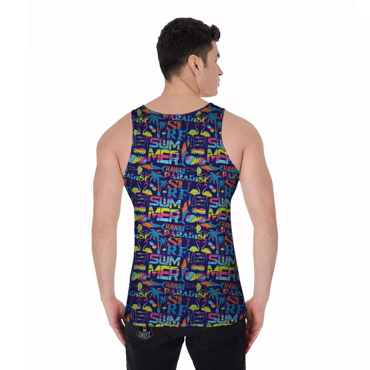 Summer Surfing Colorful Print Pattern Men's Tank Top-grizzshop