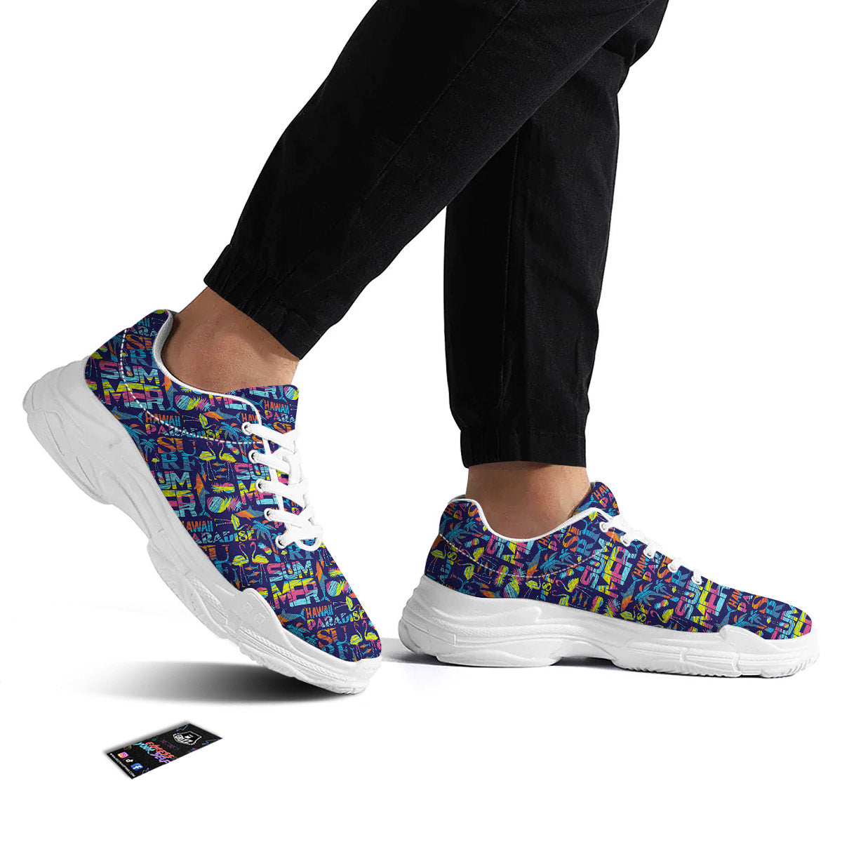 Summer Surfing Colorful Print Pattern White Chunky Shoes-grizzshop