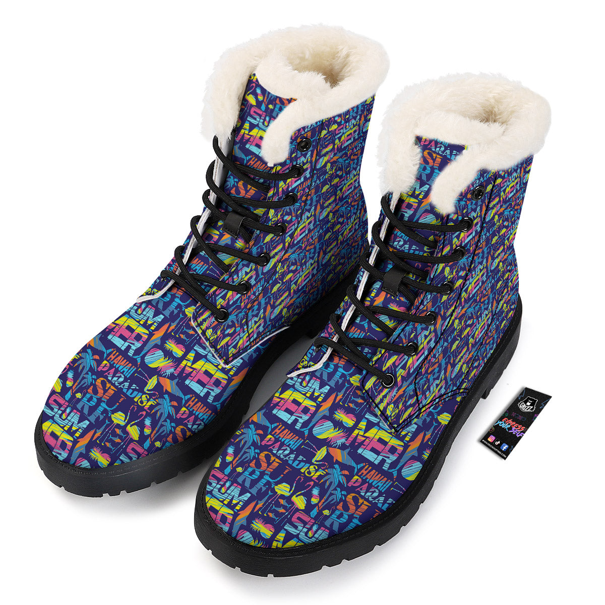 Summer Surfing Colorful Print Pattern Winter Boots-grizzshop