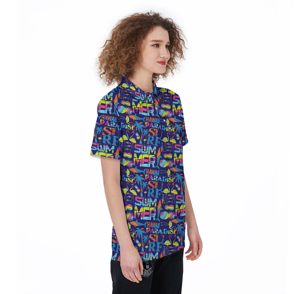Summer Surfing Colorful Print Pattern Women's Golf Shirts-grizzshop