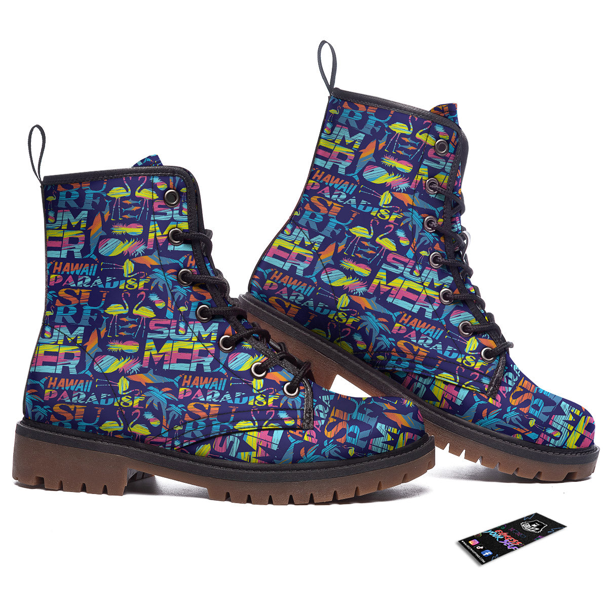 Summer Surfing Colorful Print Pattern Work Boots-grizzshop
