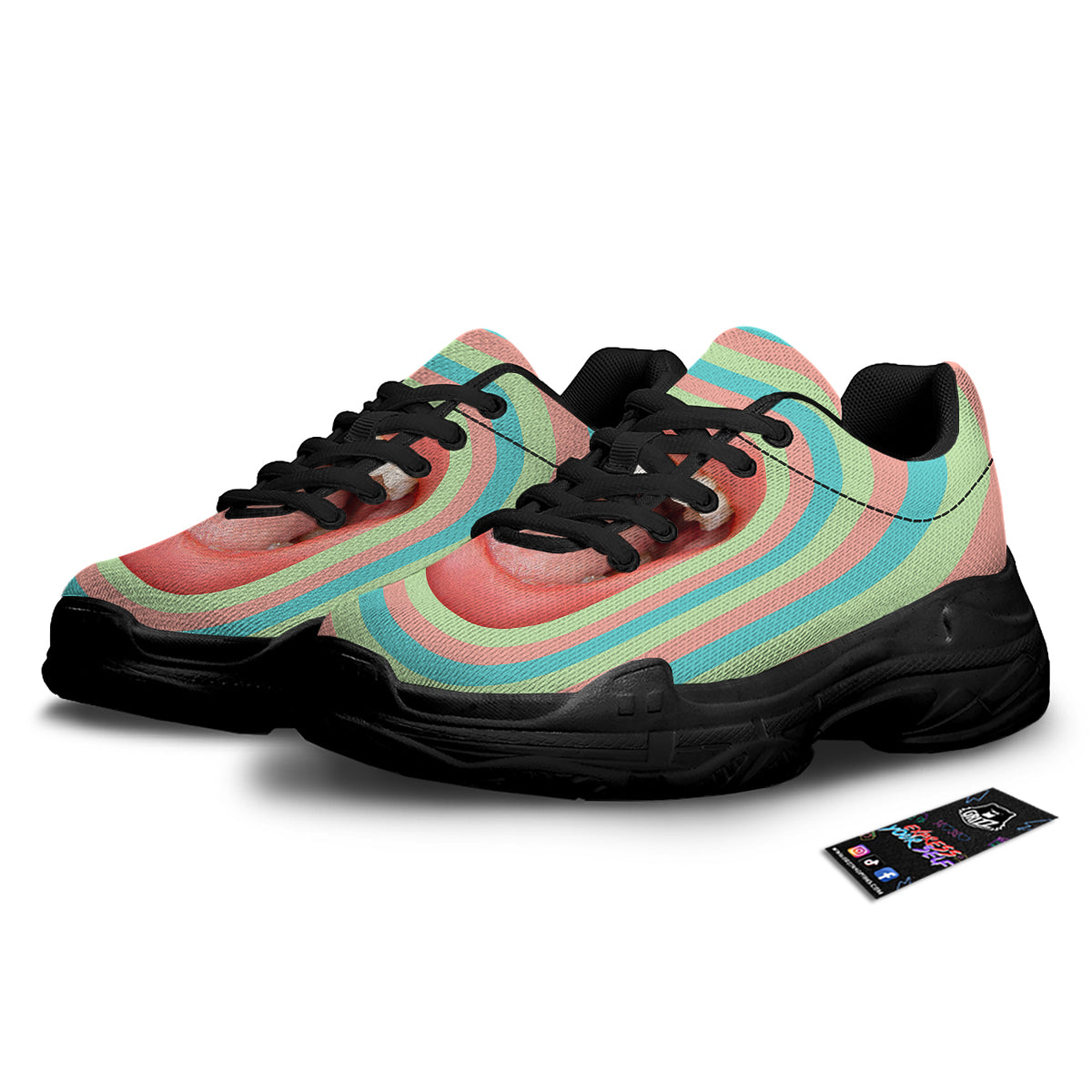 Summer Time Mood Mouth Print Black Chunky Shoes-grizzshop