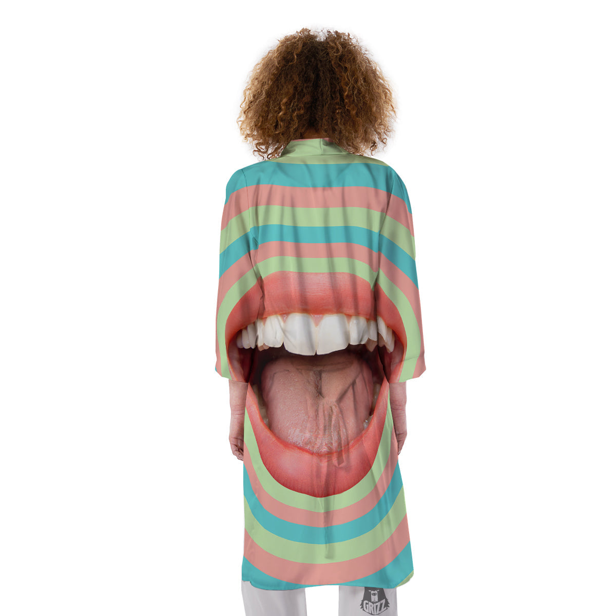 Summer Time Mood Mouth Print Kimono-grizzshop