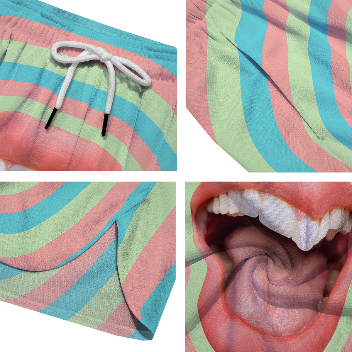 Summer Time Mood Mouth Print Men's Running Shorts-grizzshop
