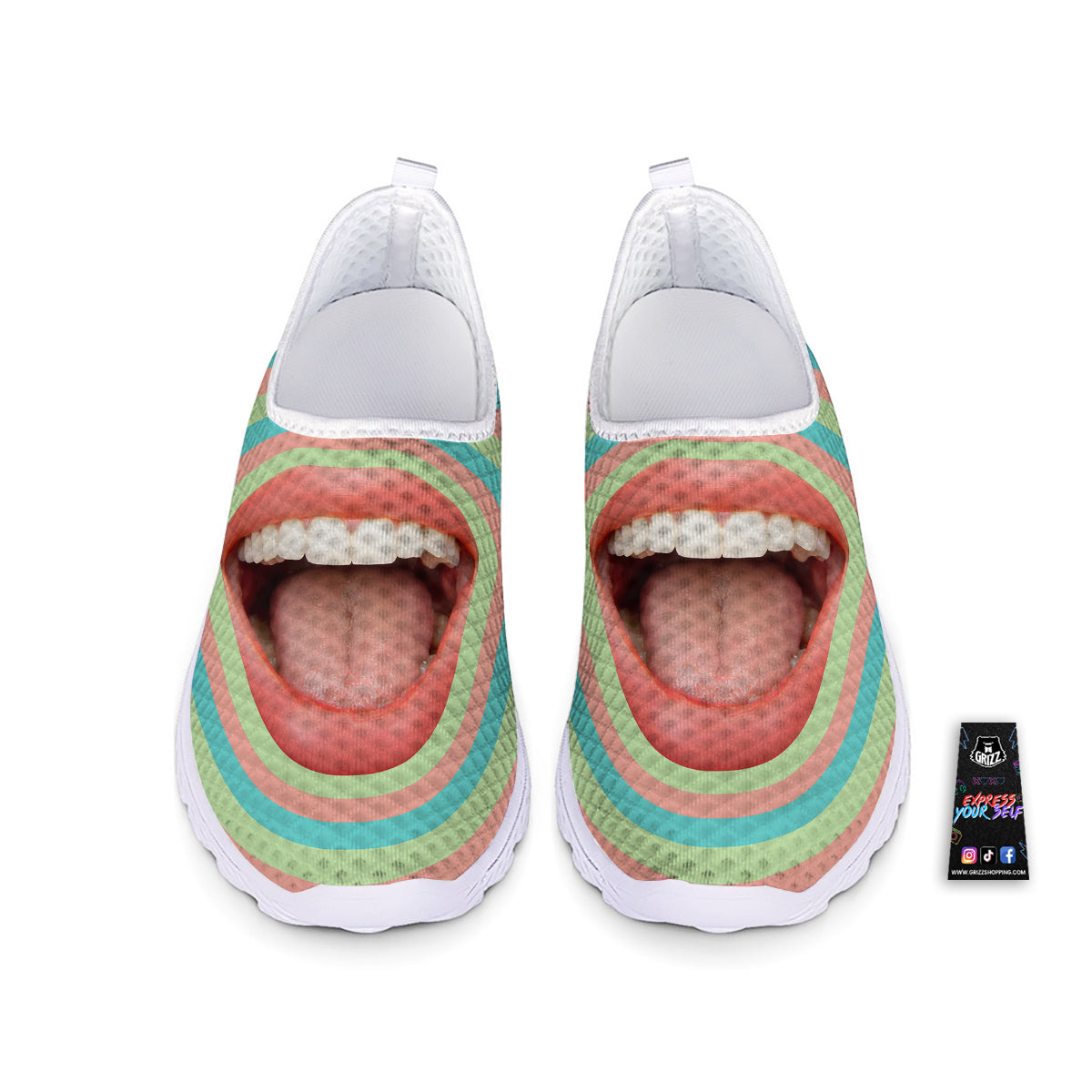 Summer Time Mood Mouth Print Nurse Shoes-grizzshop