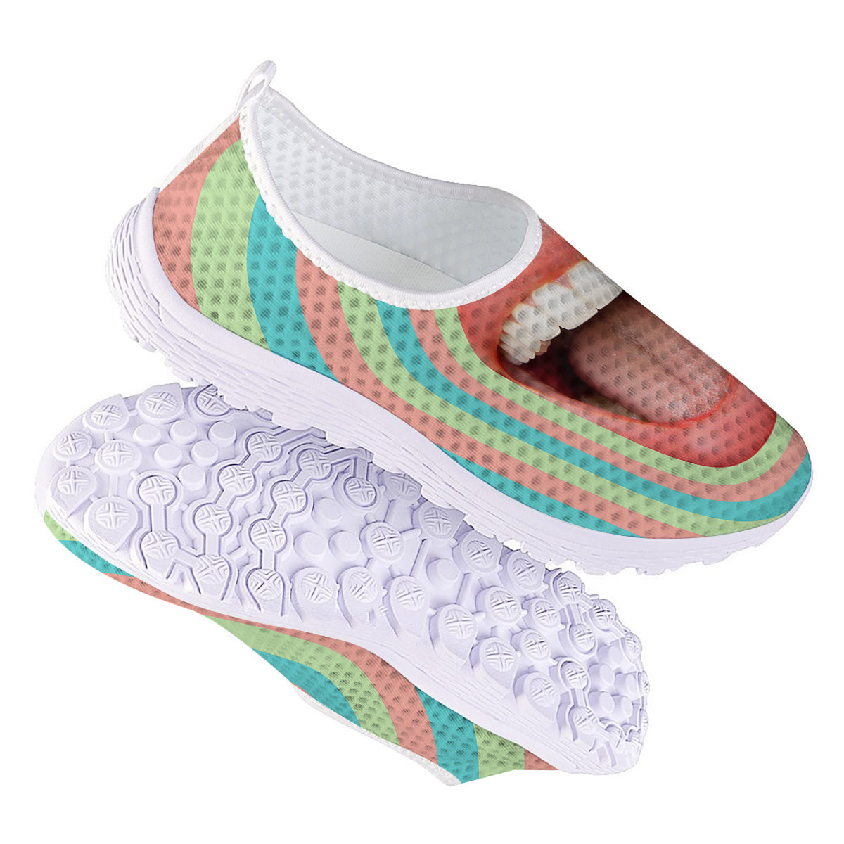 Summer Time Mood Mouth Print Nurse Shoes-grizzshop