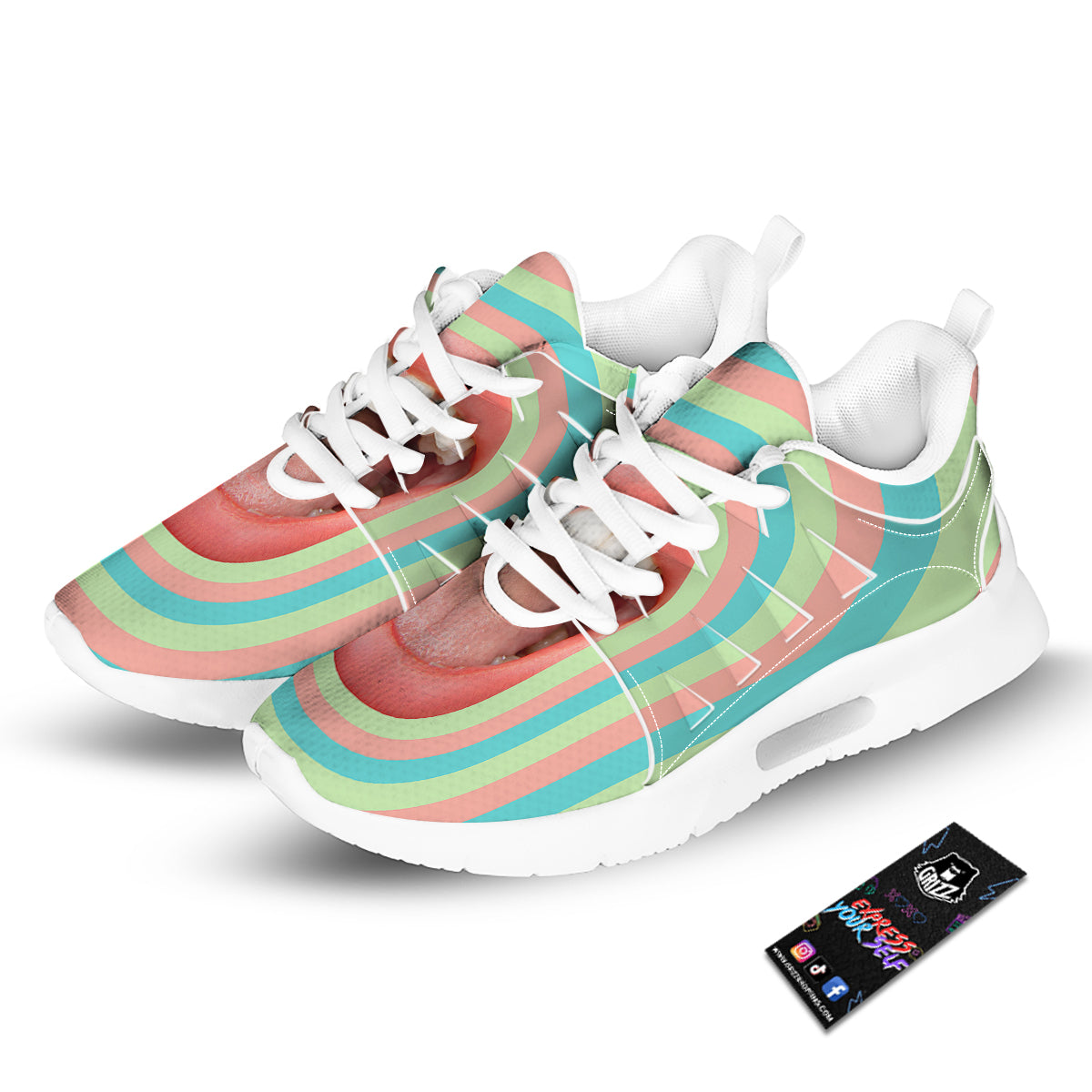 Summer Time Mood Mouth Print Tennis Shoes-grizzshop