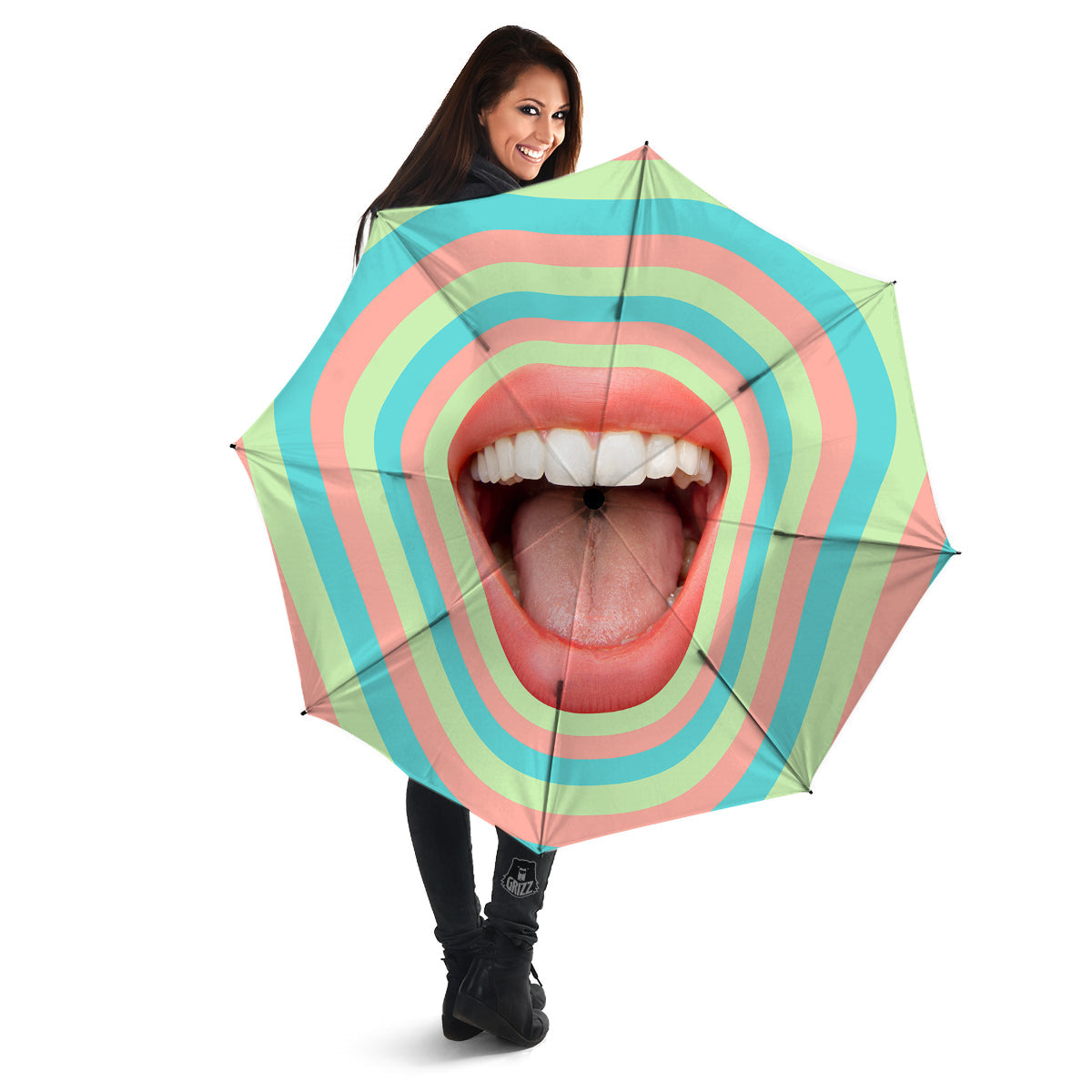Summer Time Mood Mouth Print Umbrella-grizzshop