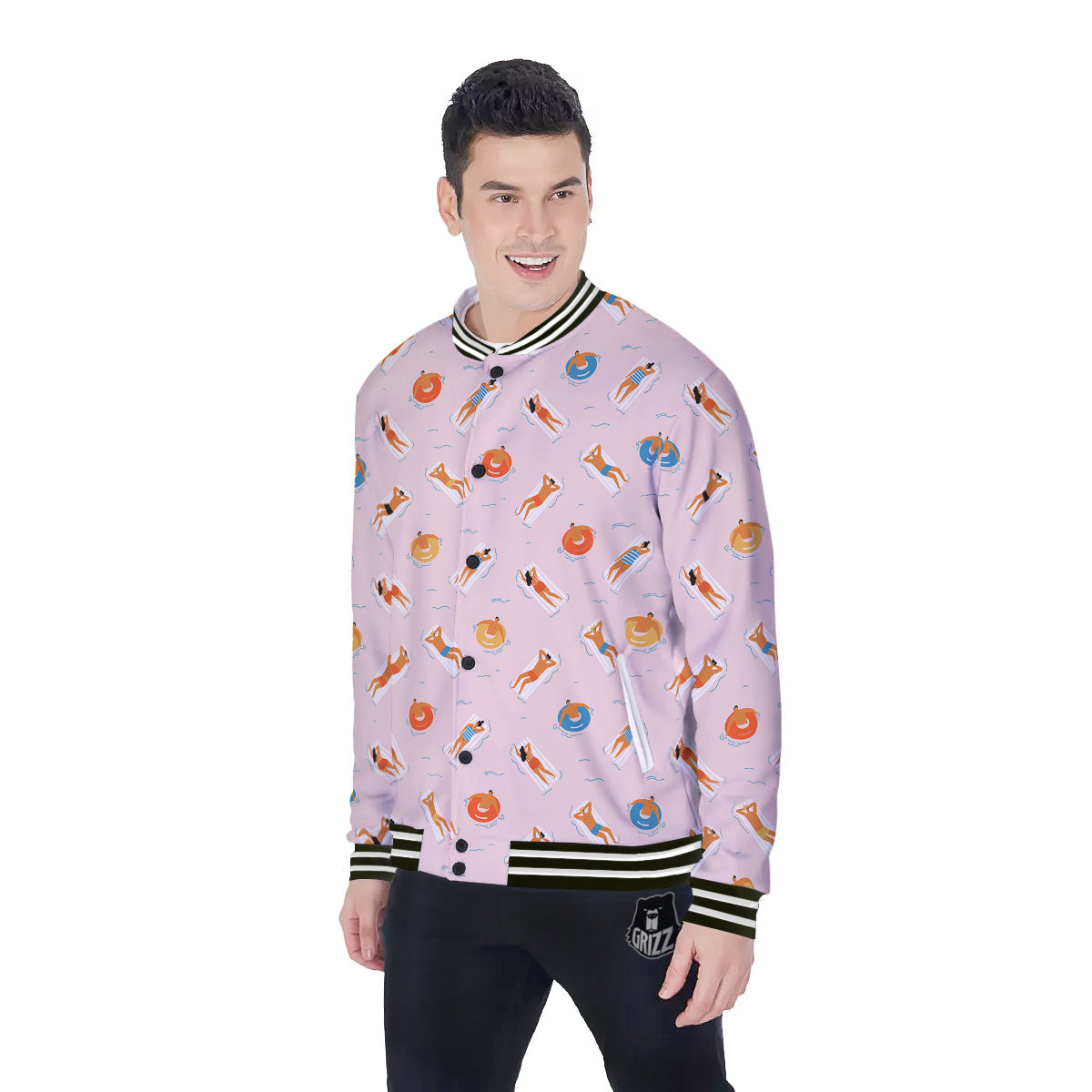 Summer Time Relixing Print Pattern Baseball Jacket-grizzshop