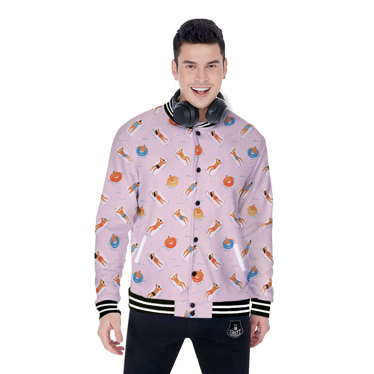 Summer Time Relixing Print Pattern Baseball Jacket-grizzshop